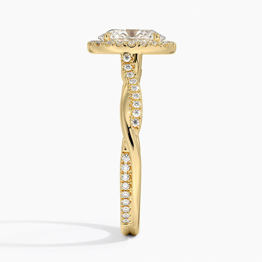 Petite Twisted Vine Halo Diamond Ring (1/4 ct. tw.) Yellow Gold 18k Oval Engagement Ring