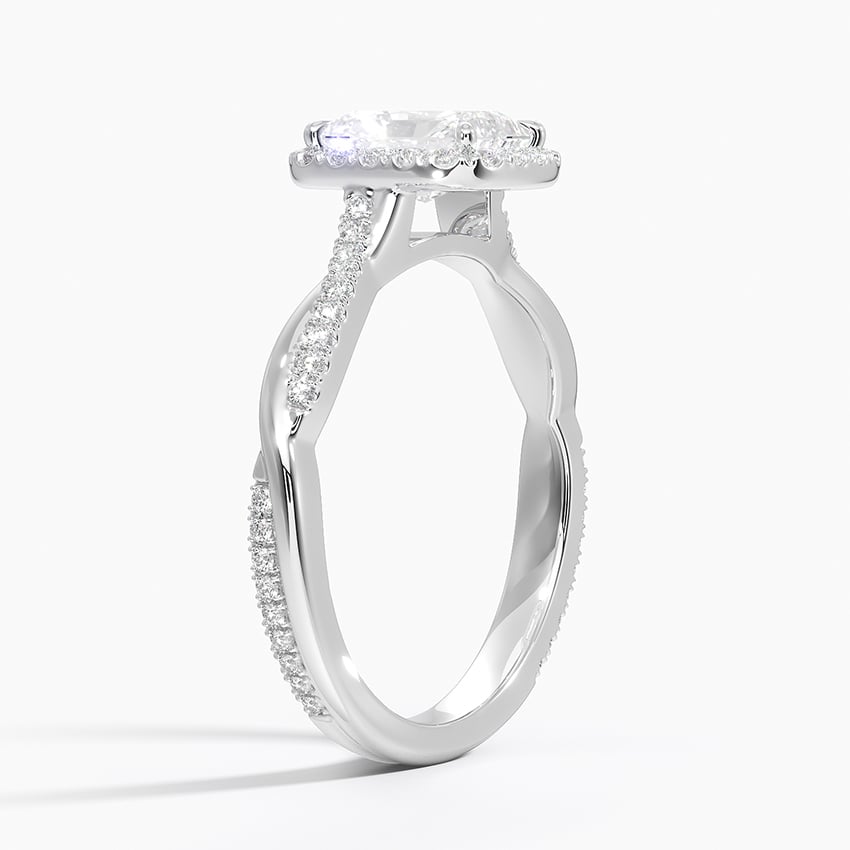Petite Twisted Vine Halo Diamond Ring (1/4 ct. tw.) Platinum Radiant Engagement Ring