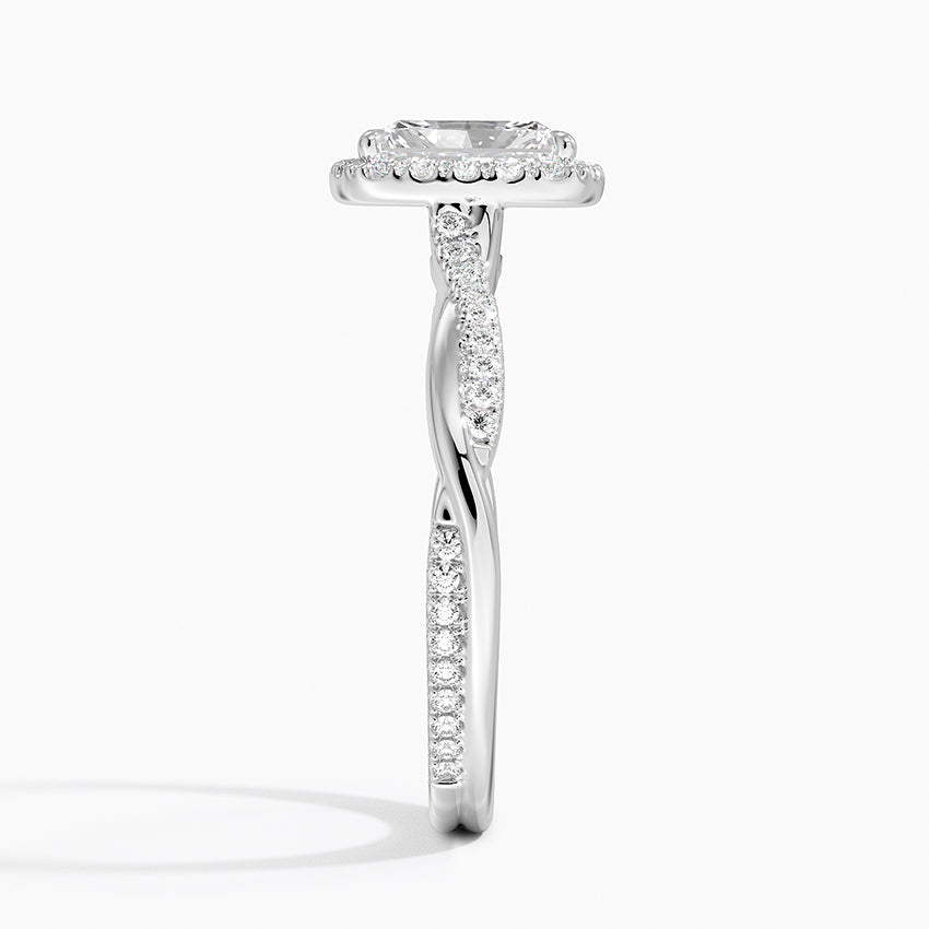 Petite Twisted Vine Halo Diamond Ring (1/4 ct. tw.) Platinum Radiant Engagement Ring