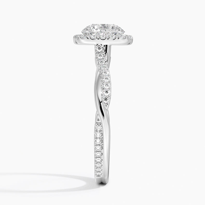 Petite Twisted Vine Halo Diamond Ring (1/4 ct. tw.) Platinum Round Engagement Ring