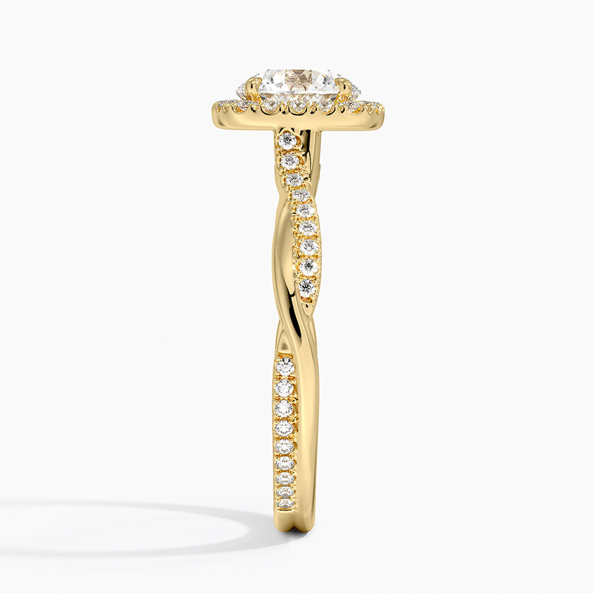 Petite Twisted Vine Halo Diamond Ring (1/4 ct. tw.) Yellow Gold 18k Round Engagement Ring