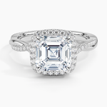 Petite Twisted Vine Halo Diamond Ring (1/4 ct. tw.) Platinum Asscher Engagement Ring