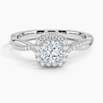 Petite Twisted Vine Halo Diamond Ring (1/4 ct. tw.) Platinum Cushion Engagement Ring