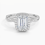 Petite Twisted Vine Halo Diamond Ring (1/4 ct. tw.) Platinum Emerald Engagement Ring