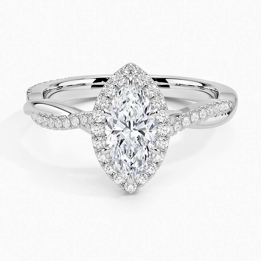 Petite Twisted Vine Halo Diamond Ring (1/4 ct. tw.) Platinum Marquise Engagement Ring