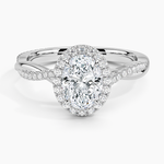 Petite Twisted Vine Halo Diamond Ring (1/4 ct. tw.) Platinum Oval Engagement Ring