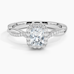 Petite Twisted Vine Halo Diamond Ring (1/4 ct. tw.) Platinum Radiant Engagement Ring