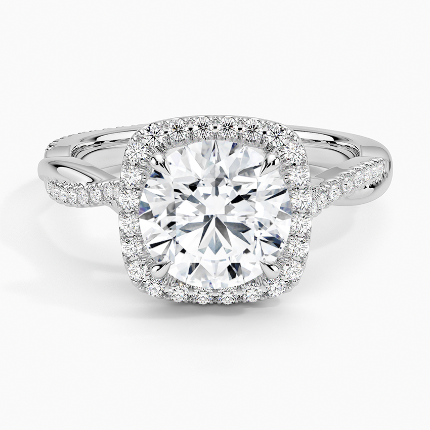 Petite Twisted Vine Halo Diamond Ring (1/4 ct. tw.) Platinum Round Engagement Ring