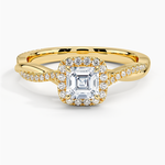 Petite Twisted Vine Halo Diamond Ring (1/4 ct. tw.) Yellow Gold 18k Asscher Engagement Ring