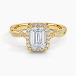 Petite Twisted Vine Halo Diamond Ring (1/4 ct. tw.) Yellow Gold 18k Emerald Engagement Ring