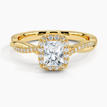 Petite Twisted Vine Halo Diamond Ring (1/4 ct. tw.) Yellow Gold 18k Radiant Engagement Ring