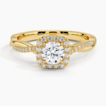 Petite Twisted Vine Halo Diamond Ring (1/4 ct. tw.) Yellow Gold 18k Round Engagement Ring