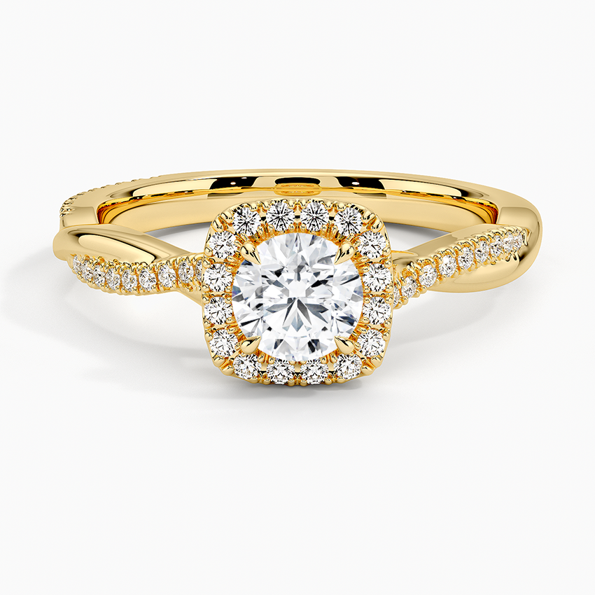 Petite Twisted Vine Halo Diamond Ring (1/4 ct. tw.) Yellow Gold 18k Round Engagement Ring