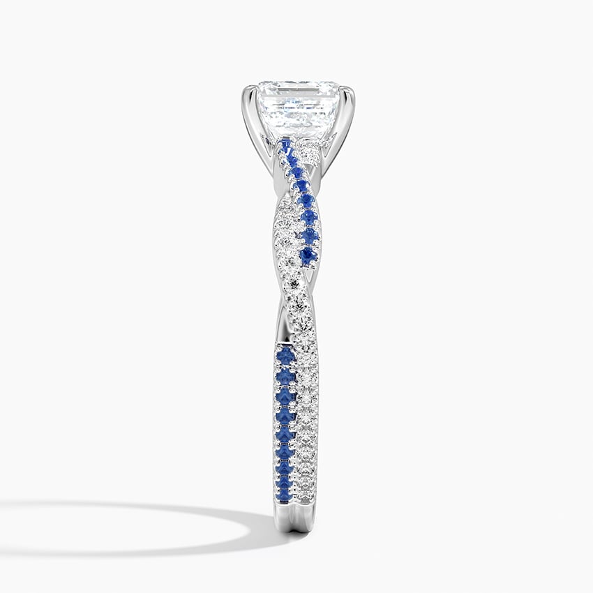 Petite Luxe Twisted Vine Sapphire and Diamond Ring (1/8 ct. tw.) Platinum Asscher Engagement Ring