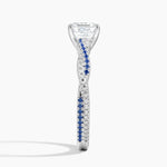 Petite Luxe Twisted Vine Sapphire and Diamond Ring (1/8 ct. tw.) Platinum Asscher Engagement Ring