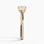 Petite Luxe Twisted Vine Sapphire and Diamond Ring (1/8 ct. tw.) Yellow Gold 18k Asscher Engagement Ring