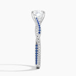Petite Luxe Twisted Vine Sapphire and Diamond Ring (1/8 ct. tw.) Platinum Cushion Engagement Ring