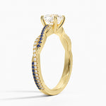 Petite Luxe Twisted Vine Sapphire and Diamond Ring (1/8 ct. tw.) Yellow Gold 18k Cushion Engagement Ring