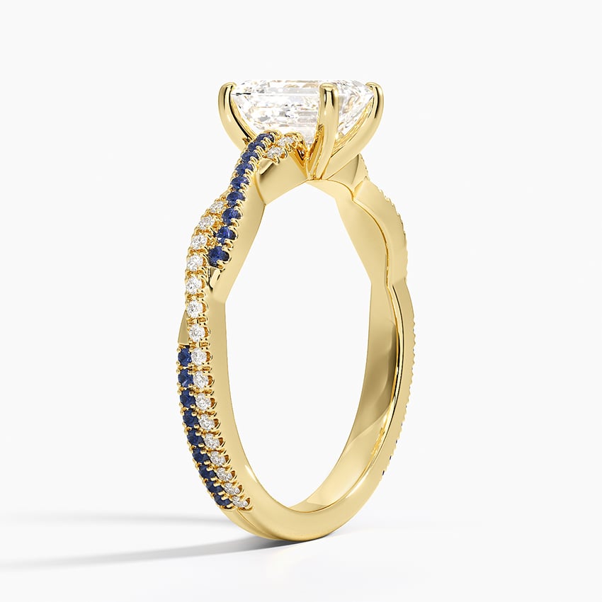 Petite Luxe Twisted Vine Sapphire and Diamond Ring (1/8 ct. tw.) Yellow Gold 18k Emerald Engagement Ring