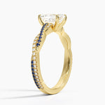 Petite Luxe Twisted Vine Sapphire and Diamond Ring (1/8 ct. tw.) Yellow Gold 18k Emerald Engagement Ring