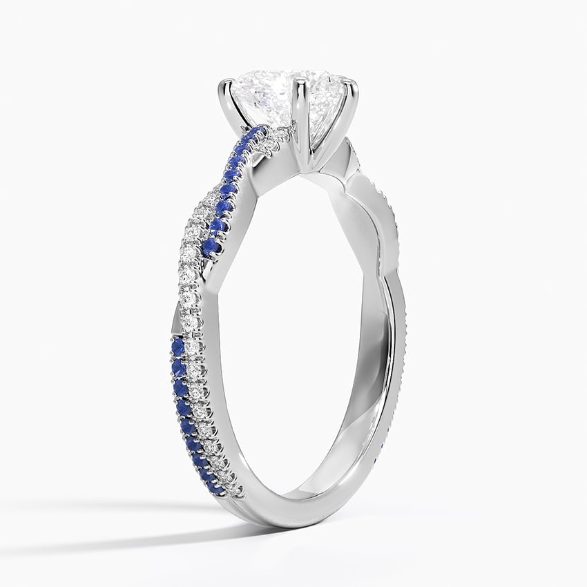 Petite Luxe Twisted Vine Sapphire and Diamond Ring (1/8 ct. tw.) Platinum Heart Engagement Ring