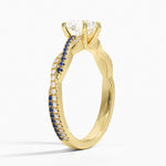 Petite Luxe Twisted Vine Sapphire and Diamond Ring (1/8 ct. tw.) Yellow Gold 18k Heart Engagement Ring