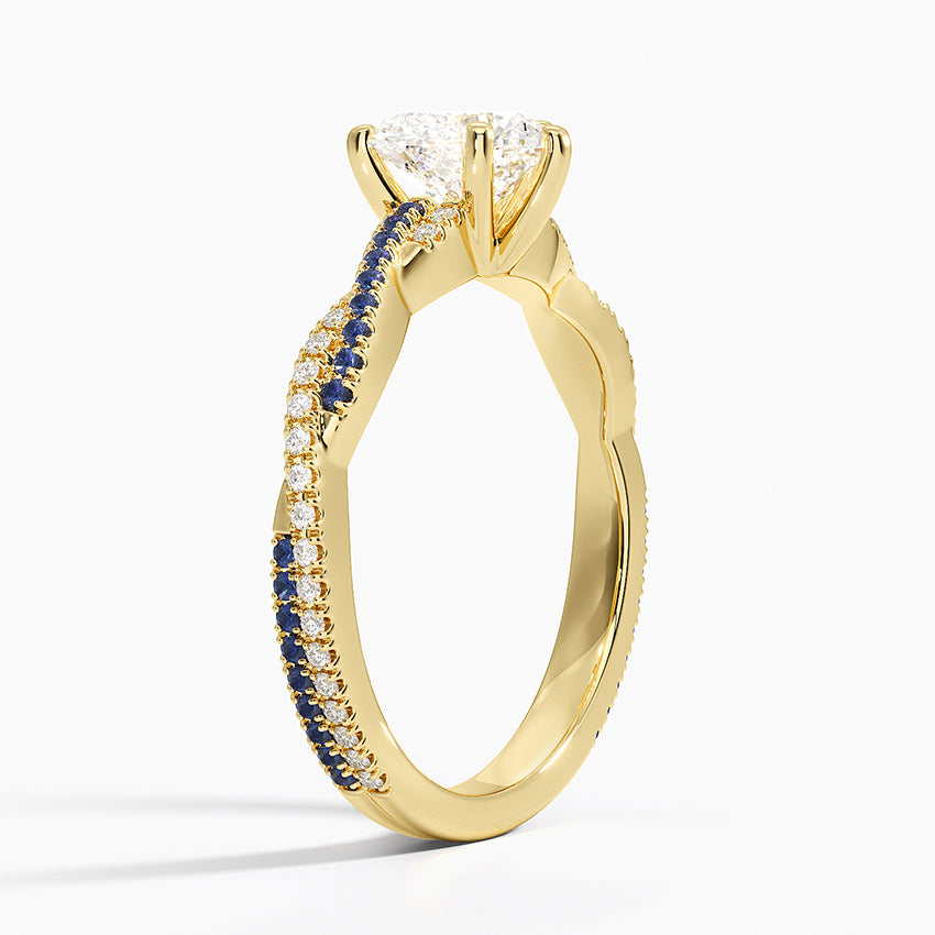 Petite Luxe Twisted Vine Sapphire and Diamond Ring (1/8 ct. tw.) Yellow Gold 18k Heart Engagement Ring