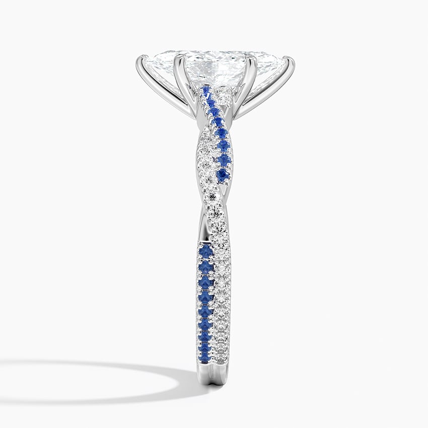 Petite Luxe Twisted Vine Sapphire and Diamond Ring (1/8 ct. tw.) Platinum Marquise Engagement Ring