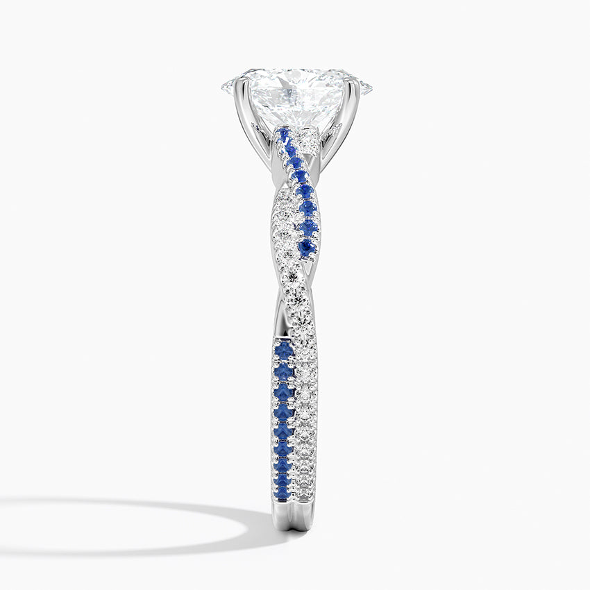 Petite Luxe Twisted Vine Sapphire and Diamond Ring (1/8 ct. tw.) Platinum Oval Engagement Ring