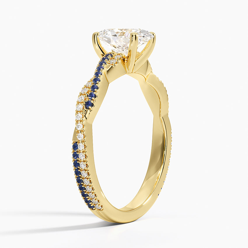 Petite Luxe Twisted Vine Sapphire and Diamond Ring (1/8 ct. tw.) Yellow Gold 18k Oval Engagement Ring