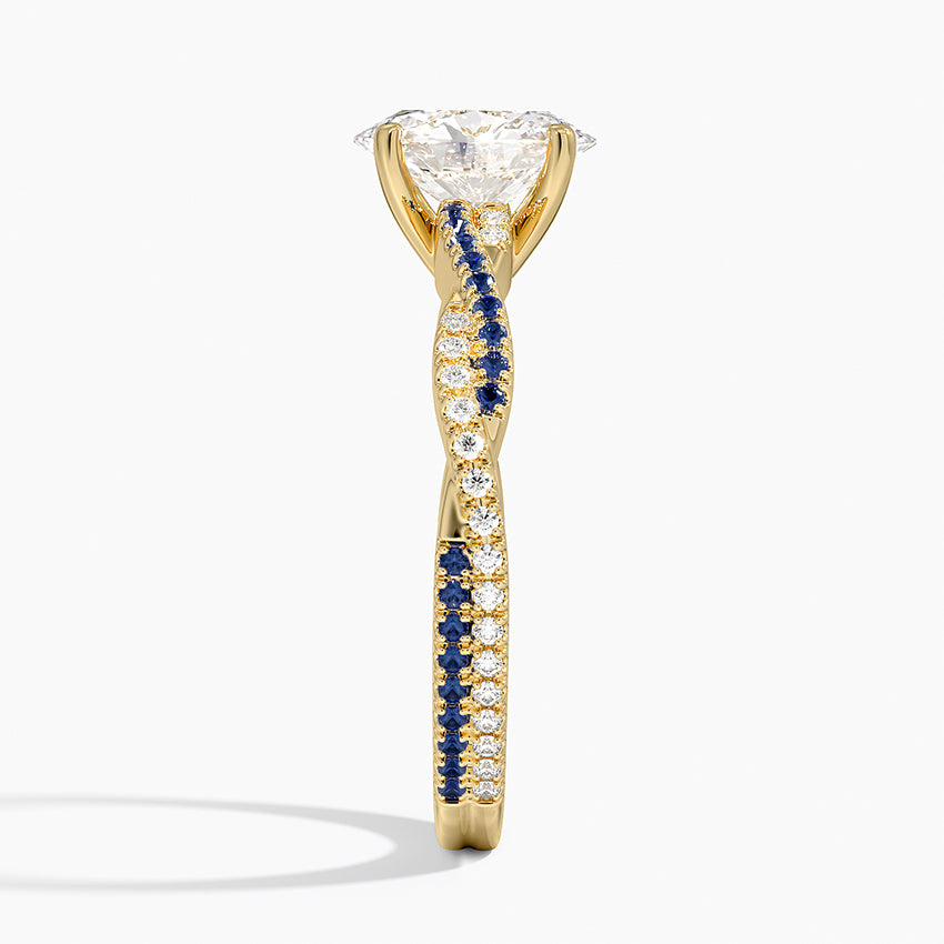 Petite Luxe Twisted Vine Sapphire and Diamond Ring (1/8 ct. tw.) Yellow Gold 18k Oval Engagement Ring