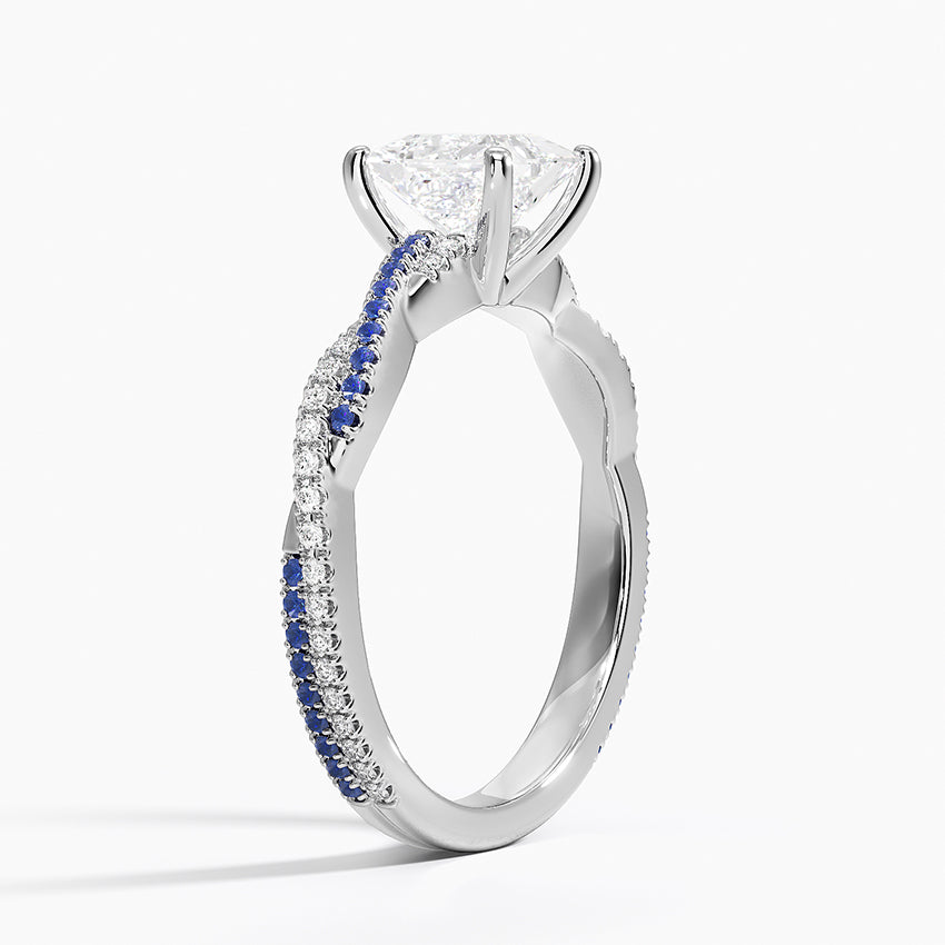 Petite Luxe Twisted Vine Sapphire and Diamond Ring (1/8 ct. tw.) Platinum Princess Engagement Ring