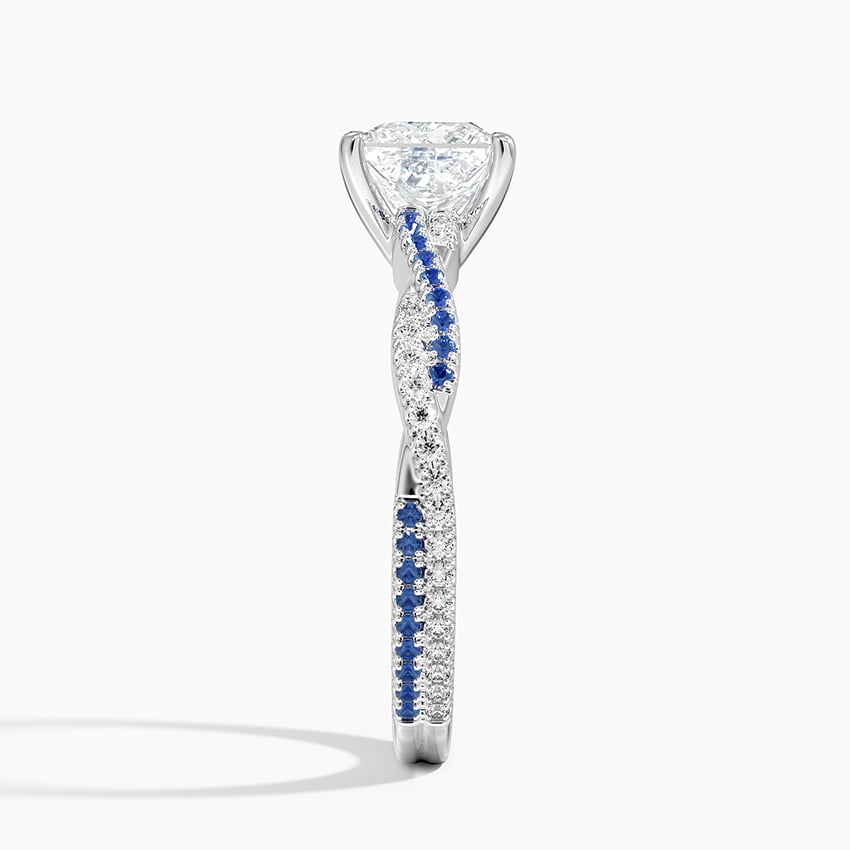 Petite Luxe Twisted Vine Sapphire and Diamond Ring (1/8 ct. tw.) Platinum Princess Engagement Ring