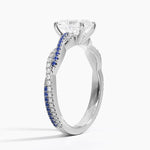 Petite Luxe Twisted Vine Sapphire and Diamond Ring (1/8 ct. tw.) Platinum Radiant Engagement Ring