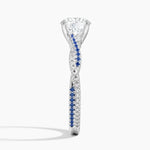 Petite Luxe Twisted Vine Sapphire and Diamond Ring (1/8 ct. tw.) Platinum Round Engagement Ring
