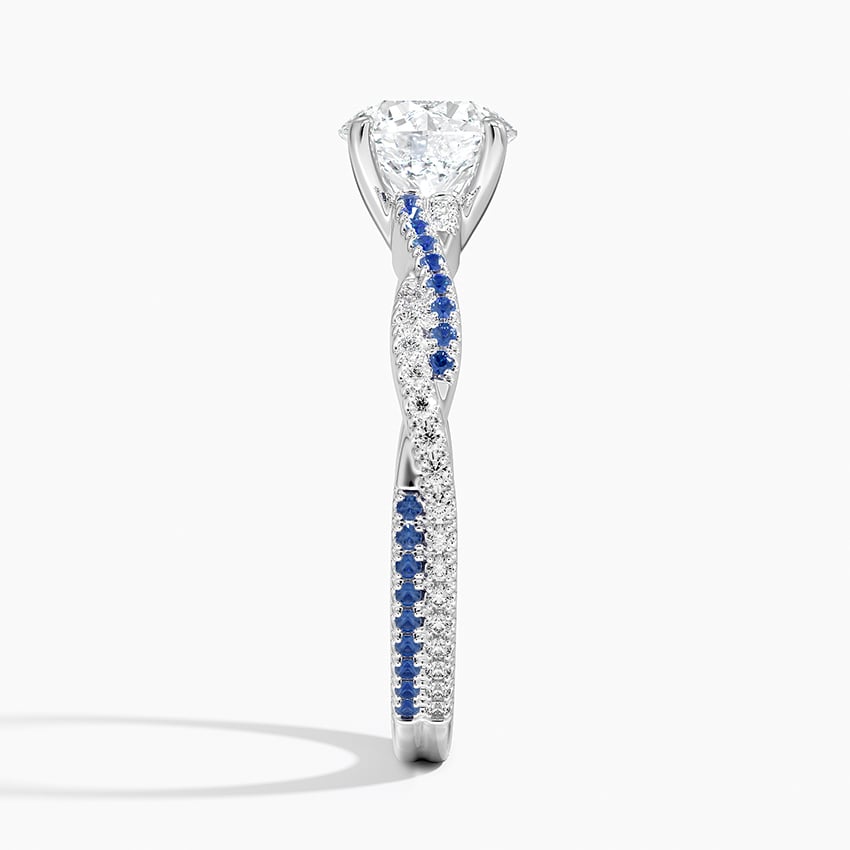 Petite Luxe Twisted Vine Sapphire and Diamond Ring (1/8 ct. tw.) Platinum Round Engagement Ring