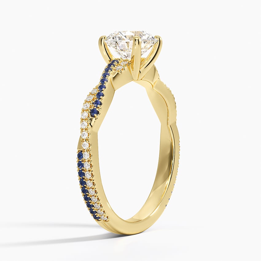 Petite Luxe Twisted Vine Sapphire and Diamond Ring (1/8 ct. tw.) Yellow Gold 18k Round Engagement Ring