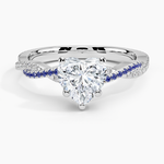 Petite Luxe Twisted Vine Sapphire and Diamond Ring (1/8 ct. tw.) Platinum Heart Engagement Ring