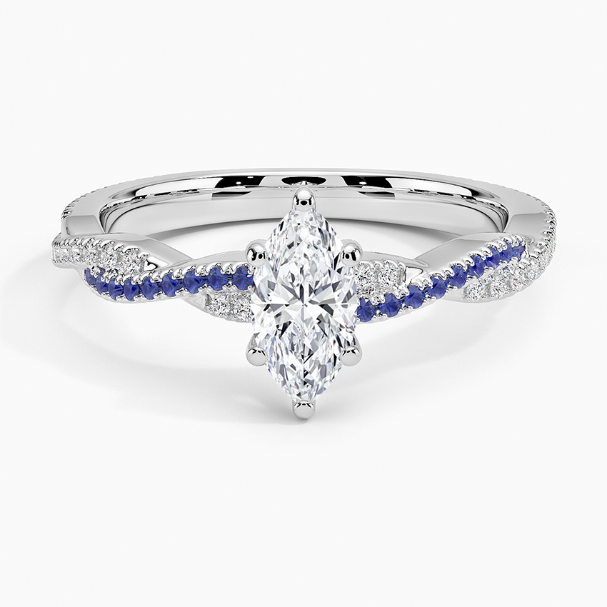 Petite Luxe Twisted Vine Sapphire and Diamond Ring (1/8 ct. tw.) Platinum Marquise Engagement Ring