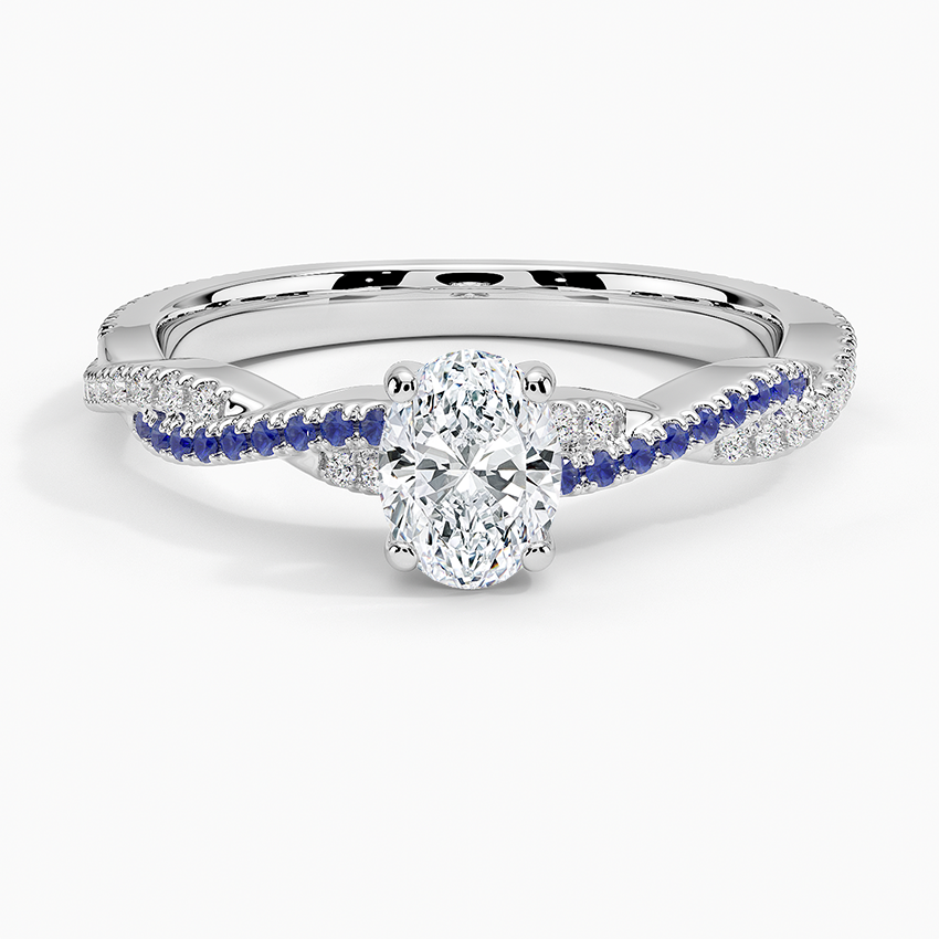 Petite Luxe Twisted Vine Sapphire and Diamond Ring (1/8 ct. tw.) Platinum Oval Engagement Ring
