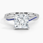 Petite Luxe Twisted Vine Sapphire and Diamond Ring (1/8 ct. tw.) Platinum Princess Engagement Ring