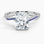 Petite Luxe Twisted Vine Sapphire and Diamond Ring (1/8 ct. tw.) Platinum Radiant Engagement Ring