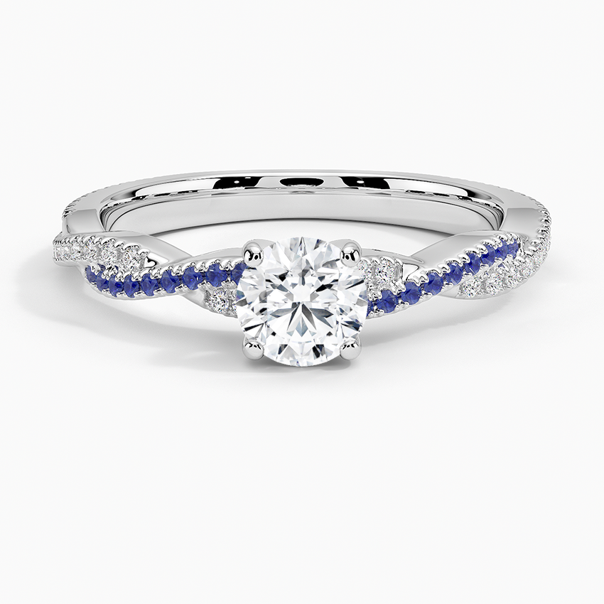 Petite Luxe Twisted Vine Sapphire and Diamond Ring (1/8 ct. tw.) Platinum Round Engagement Ring
