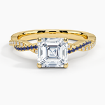 Petite Luxe Twisted Vine Sapphire and Diamond Ring (1/8 ct. tw.) Yellow Gold 18k Asscher Engagement Ring
