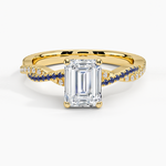 Petite Luxe Twisted Vine Sapphire and Diamond Ring (1/8 ct. tw.) Yellow Gold 18k Emerald Engagement Ring