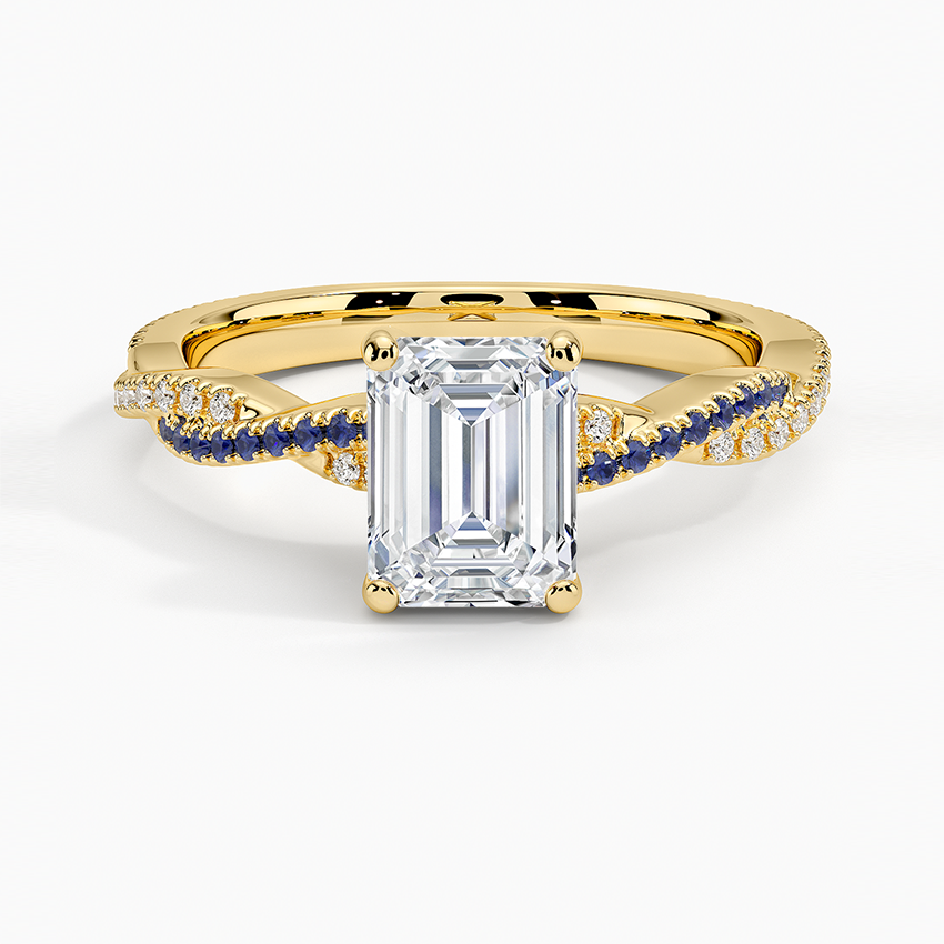 Petite Luxe Twisted Vine Sapphire and Diamond Ring (1/8 ct. tw.) Yellow Gold 18k Emerald Engagement Ring