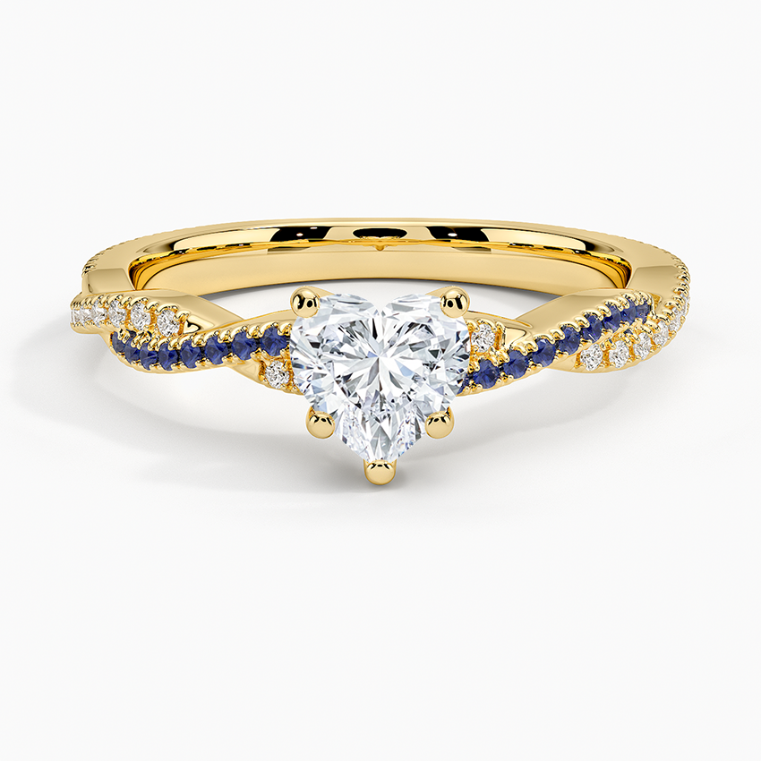 Petite Luxe Twisted Vine Sapphire and Diamond Ring (1/8 ct. tw.) Yellow Gold 18k Heart Engagement Ring