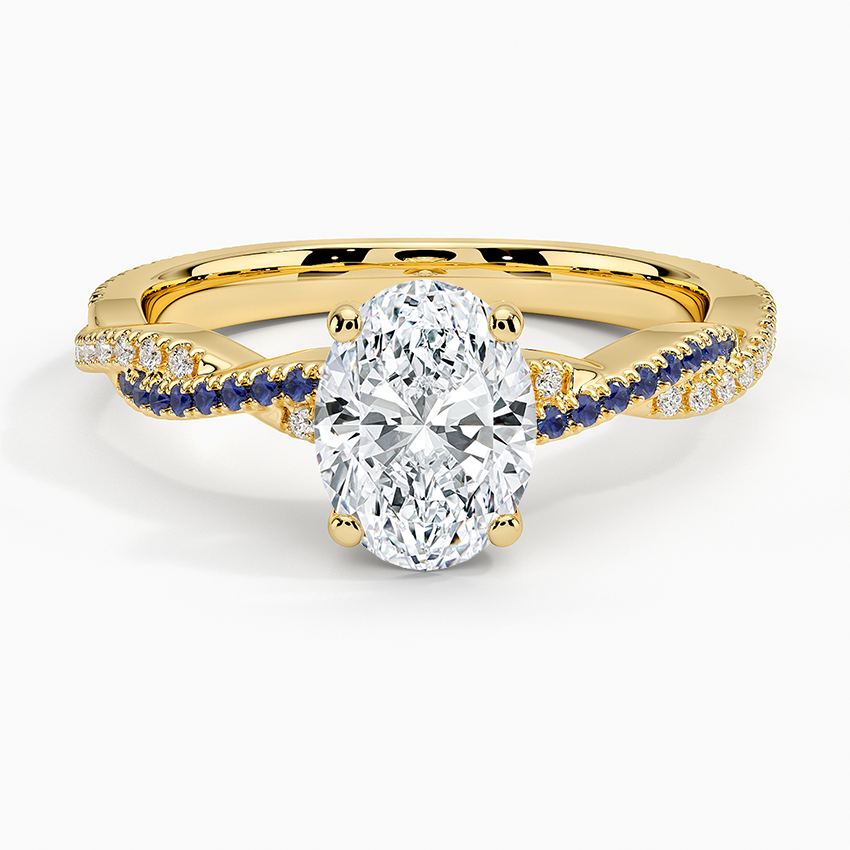 Petite Luxe Twisted Vine Sapphire and Diamond Ring (1/8 ct. tw.) Yellow Gold 18k Oval Engagement Ring