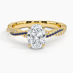 Petite Luxe Twisted Vine Sapphire and Diamond Ring (1/8 ct. tw.) Yellow Gold 18k Oval Engagement Ring