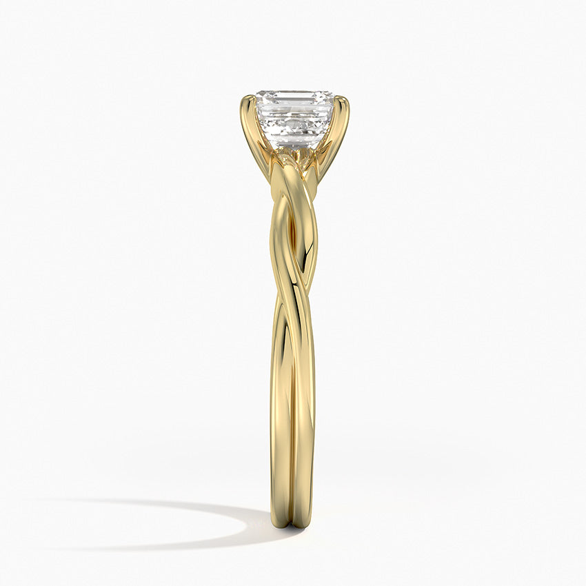 Twisted Vine Solitaire Ring Yellow Gold 18k Asscher Engagement Ring